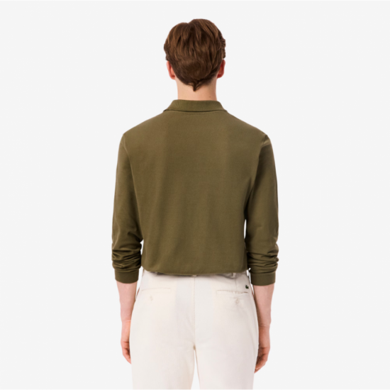 LACOSTE Ανδρική Βαμβακερή Original Μακρυμάνικη Polo Μπλούζα Piqué L.13.12-E9F Λαδί