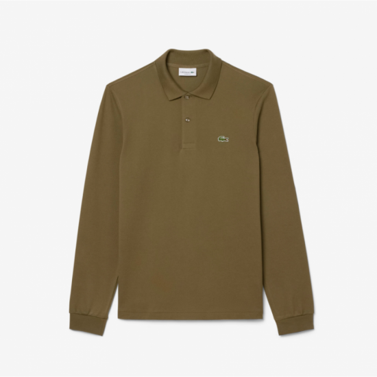LACOSTE Ανδρική Βαμβακερή Original Μακρυμάνικη Polo Μπλούζα Piqué L.13.12-E9F Λαδί