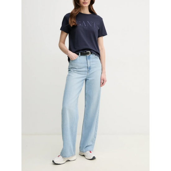 GANT Women's Cotton Regular Fit Tonal Graphic T-Shirt 4200502 433 Evening Blue