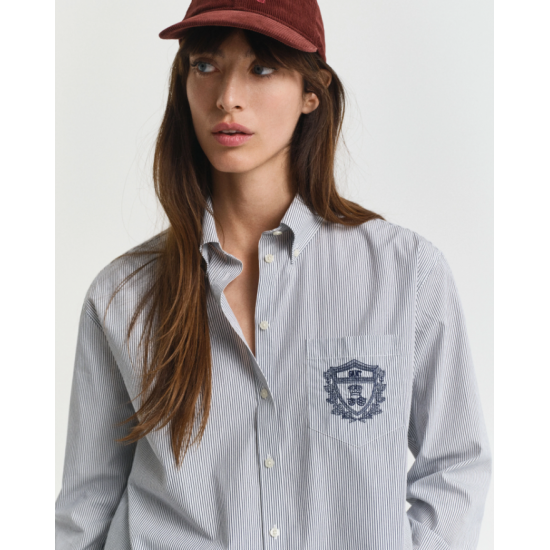 GANT Women's Cotton Regular Fit Classic Poplin Graphic Shirt 4300557 423 Persian Blue