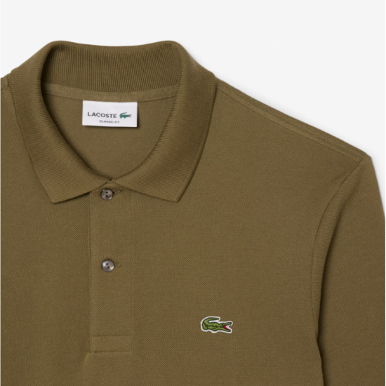 LACOSTE Ανδρική Βαμβακερή Original Μακρυμάνικη Polo Μπλούζα Piqué L.13.12-E9F Λαδί