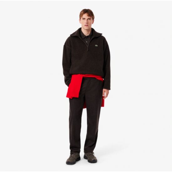 LACOSTE Ανδρική Βαμβακερή Original Μακρυμάνικη Polo Μπλούζα Piqué L.13.12 00 SKB Σκούρο Καφέ