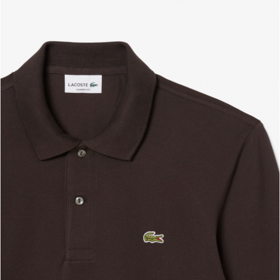 LACOSTE Ανδρική Βαμβακερή Original Μακρυμάνικη Polo Μπλούζα Piqué L.13.12 00 SKB Σκούρο Καφέ