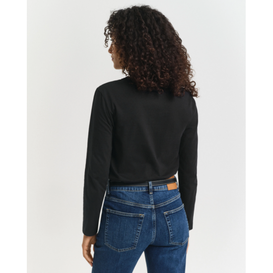 GANT Γυναικεία Βαμβακερή Μπλούζα Μακρυμάνικη Shield T-Shirt 4200748 005 Μαύρη