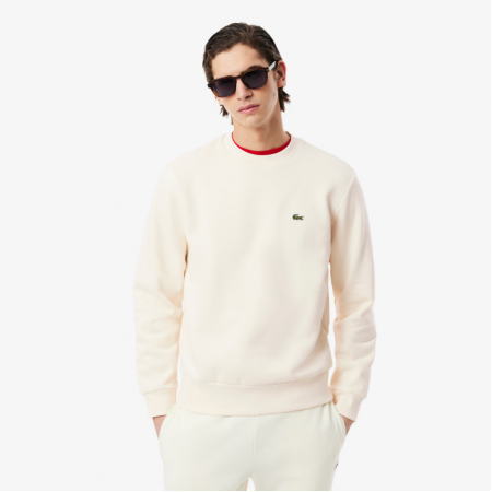 LACOSTE Ανδρικό Βαμβακερό Brushed Φούτερ Κανονική Γραμμή SH9608 00 XFJ Εκρού