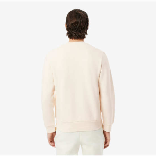 LACOSTE Ανδρικό Βαμβακερό Brushed Φούτερ Κανονική Γραμμή SH9608 00 XFJ Εκρού