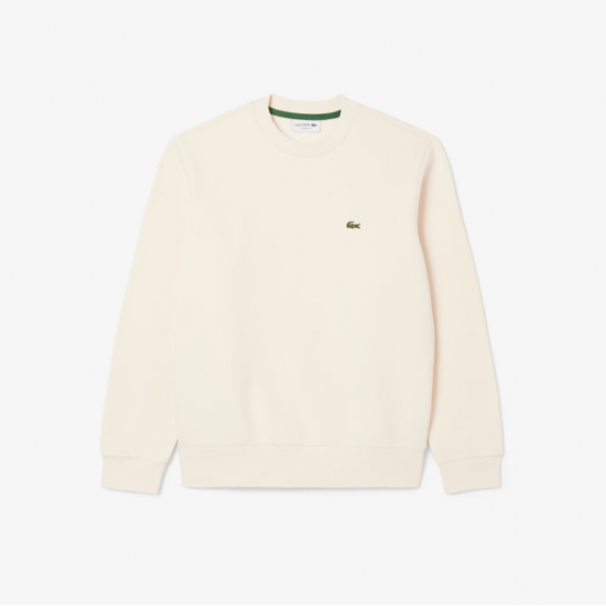 LACOSTE Ανδρικό Βαμβακερό Brushed Φούτερ Κανονική Γραμμή SH9608 00 XFJ Εκρού