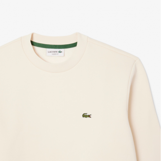 LACOSTE Ανδρικό Βαμβακερό Brushed Φούτερ Κανονική Γραμμή SH9608 00 XFJ Εκρού