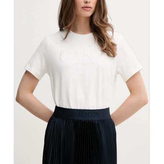 GANT Women's Cotton Regular Fit Tonal Graphic T-Shirt 4200502 113 Eggshell