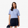 LACOSTE Γυναικεία Βαμβακερή T-Shirt Μπλούζα Άνετη Γραμμή TF7215 00 5QD Βιολετί