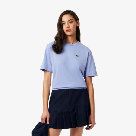 LACOSTE Γυναικεία Βαμβακερή T-Shirt Μπλούζα Άνετη Γραμμή TF7215 00 5QD Βιολετί