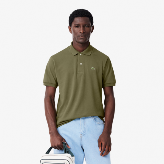 LACOSTE Ανδρική Βαμβακερή Polo Pique Μπλούζα Κανονική Γραμμή L.12.12 00 BMY Χακί