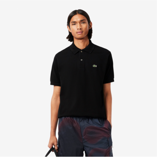 LACOSTE Ανδρική Βαμβακερή Polo Pique Μπλούζα Κανονική Γραμμή L.12.12 00 031 Μαύρο