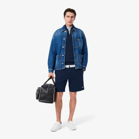 LACOSTE Ανδρικό Βαμβακερό Φλις Σορτς Κανονική Γραμμή GH9860 00 166 Σκούρο Μπλε