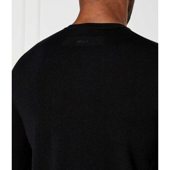 HUGO Ανδρικό Πλεκτό Πουλόβερ San Cody-CV Κανονική Γραμμή 50532074 001 Μαύρο