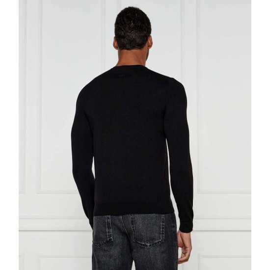 HUGO Ανδρικό Πλεκτό Πουλόβερ San Cody-CV Κανονική Γραμμή 50532074 001 Μαύρο