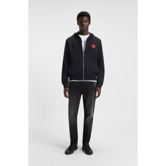 HUGO BOSS Ανδρική Βαμβακερή Ζακέτα με Κουκούλα Daple212 Κανονική Γραμμή 50447972 001 Μαύρο