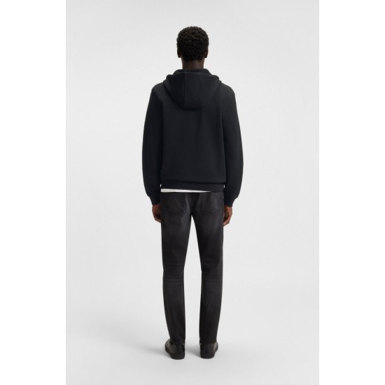 HUGO BOSS Ανδρική Βαμβακερή Ζακέτα με Κουκούλα Daple212 Κανονική Γραμμή 50447972 001 Μαύρο