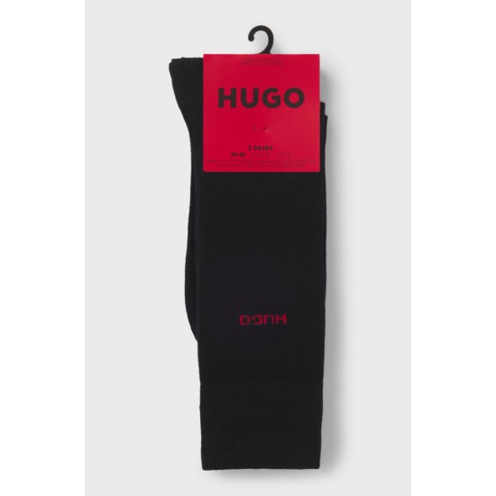 HUGO Ανδρικό Πακέτο 2 Ζευγαριών Κάλτσας Πλήρους Μήκους με Logo RS UNI CC 50468099 001 Μαύρο