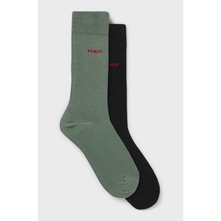 HUGO BOSS Men's Two Pair Socks Regular Lenght UNI COLORS CC 50469638 343 Black Khaki
