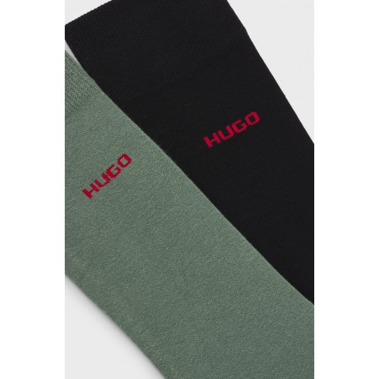 HUGO BOSS Men's Two Pair Socks Regular Lenght UNI COLORS CC 50469638 343 Black Khaki