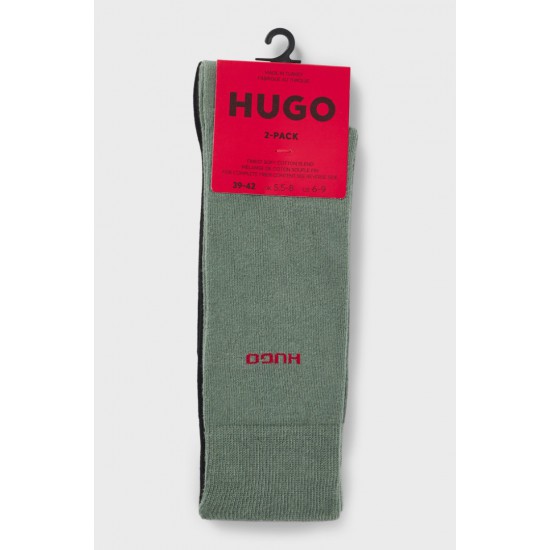 HUGO BOSS Men's Two Pair Socks Regular Lenght UNI COLORS CC 50469638 343 Black Khaki