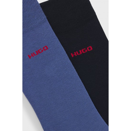 HUGO BOSS Men's Two Pair Socks Regular Lenght UNI COLORS CC 50469638 480 Navy Light Blue