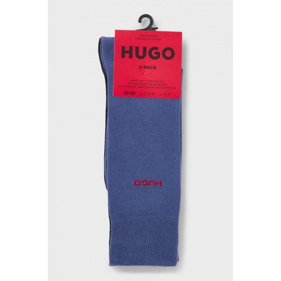 HUGO BOSS Men's Two Pair Socks Regular Lenght UNI COLORS CC 50469638 480 Navy Light Blue