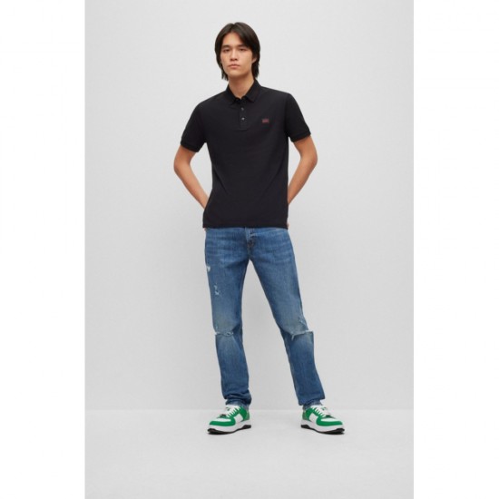 HUGO BOSS Ανδρικό Βαμβακερό Polo Dereso232 Στενή Γραμμή 50490770 001 Μαύρο