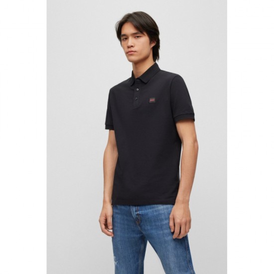 HUGO BOSS Ανδρικό Βαμβακερό Polo Dereso232 Στενή Γραμμή 50490770 001 Μαύρο
