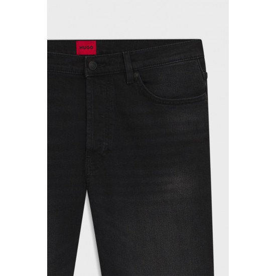 HUGO Ανδρικό Ελαστικό Βαμβακερό Παντελόνι Jean Hugo634 Κωνική Γραμμή 50517492 005 Μαύρο
