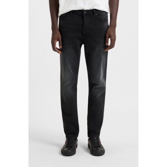 HUGO Ανδρικό Ελαστικό Βαμβακερό Παντελόνι Jean Hugo634 Κωνική Γραμμή 50517492 005 Μαύρο