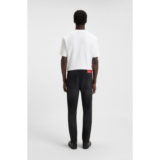 HUGO Ανδρικό Ελαστικό Βαμβακερό Παντελόνι Jean Hugo634 Κωνική Γραμμή 50517492 005 Μαύρο