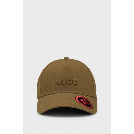 HUGO Ανδρικό Βαμβακερό Twill Καπέλο Με Logo Jude 50533410 269 Χακί