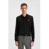 HUGO BOSS Ανδρική Βαμβακερή Polo Μπλούζα Donoslong Κανονική Γραμμή 50547358 001 Μαύρη