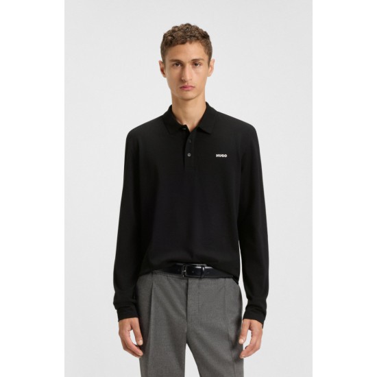 HUGO BOSS Ανδρική Βαμβακερή Polo Μπλούζα Donoslong Κανονική Γραμμή 50547358 001 Μαύρη