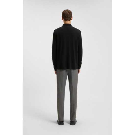 HUGO BOSS Ανδρική Βαμβακερή Polo Μπλούζα Donoslong Κανονική Γραμμή 50547358 001 Μαύρη