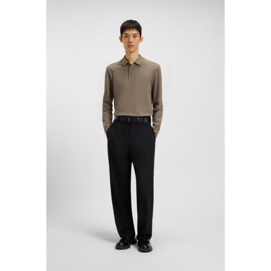 HUGO BOSS Ανδρική Βαμβακερή Polo Μπλούζα Donoslong Κανονική Γραμμή 50547358 032 Γκρι