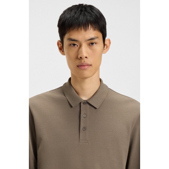 HUGO BOSS Ανδρική Βαμβακερή Polo Μπλούζα Donoslong Κανονική Γραμμή 50547358 032 Γκρι