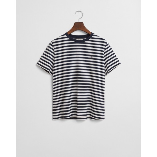 GANT Women's Cotton Striped Shield T-Shirt 4200564 433 Evening Blue