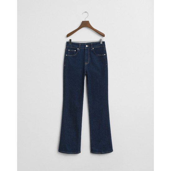 GANT Γυναικείο Βαμβακερό Ελαστικό Παντελόνι Flare Jeans Κανονική Γραμμή 4100237 960 Σκούρο Μπλε