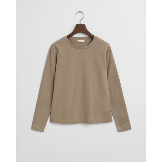 GANT Γυναικεία Βαμβακερή Μπλούζα Μακρυμάνικη Shield T-Shirt 4200748 259 Μπεζ