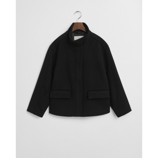 GANT Γυναικείο Μάλλινο Κοντό Μπουφάν Με Φερμουάρ 4700395 005 Μαύρο