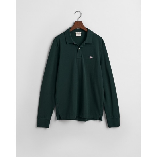 GANT Ανδρικό Βαμβακερό Shield Pique Polo Κανονική Γραμμή 2230 374 Πράσινο Σκούρο