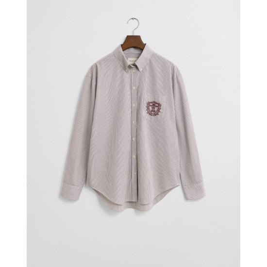 GANT Women's Cotton Regular Fit Classic Poplin Graphic Shirt 4300557 656 Plum Wine