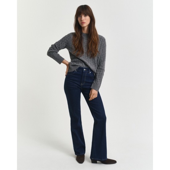 GANT Γυναικείο Βαμβακερό Ελαστικό Παντελόνι Flare Jeans Κανονική Γραμμή 4100237 960 Σκούρο Μπλε