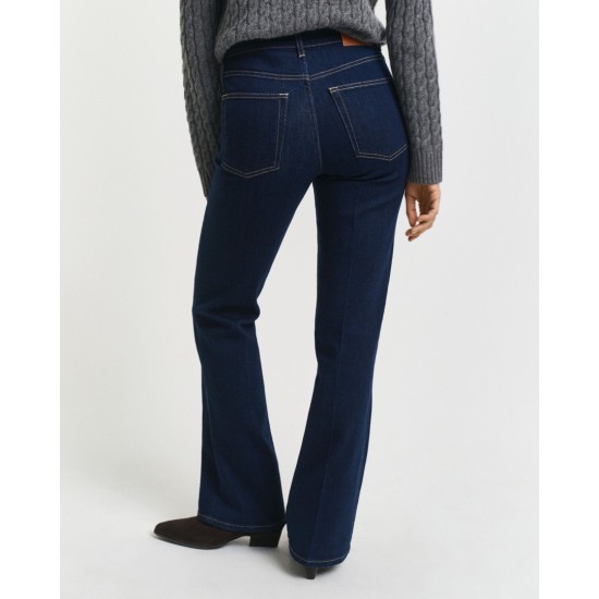GANT Γυναικείο Βαμβακερό Ελαστικό Παντελόνι Flare Jeans Κανονική Γραμμή 4100237 960 Σκούρο Μπλε
