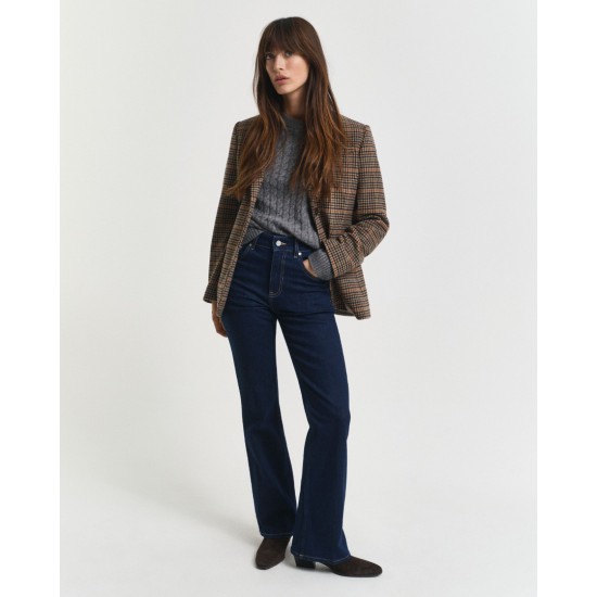 GANT Γυναικείο Βαμβακερό Ελαστικό Παντελόνι Flare Jeans Κανονική Γραμμή 4100237 960 Σκούρο Μπλε
