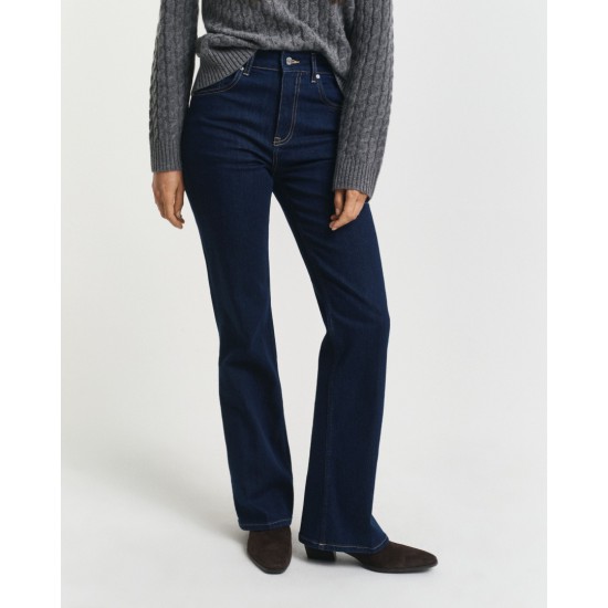 GANT Γυναικείο Βαμβακερό Ελαστικό Παντελόνι Flare Jeans Κανονική Γραμμή 4100237 960 Σκούρο Μπλε