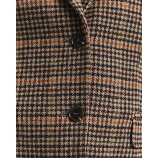 GANT Women's Regular Fit Wool Houndstooth Blazer Jacket 4770344 210 Roasted Walnut